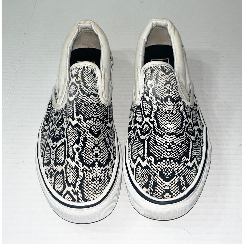 Vans Classic Slip-On Sneakers Womens 8 Snakeskin Print Black White Mens 6.5